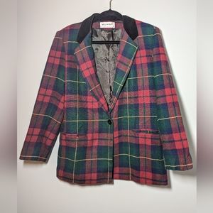 Vintage Dumas Plaid Blazer with Velvet Collar, size 6